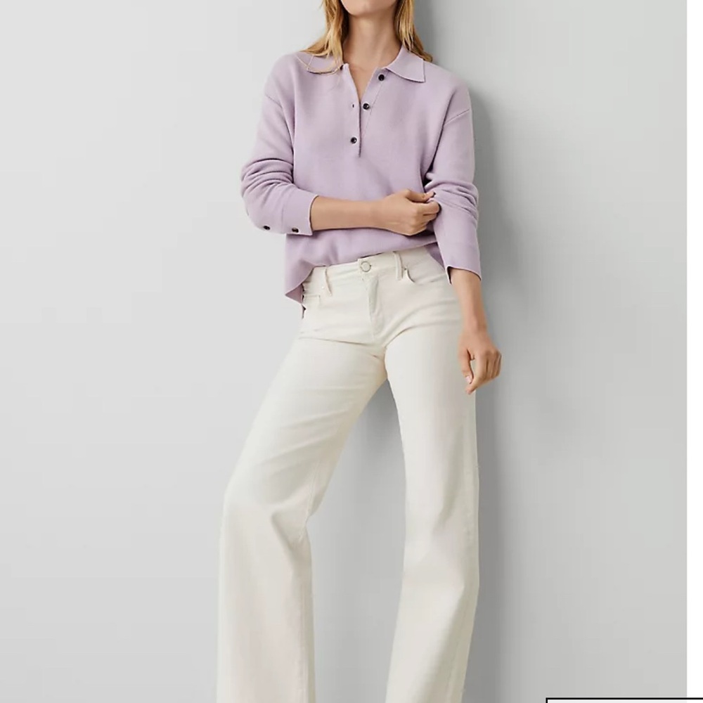 Ann Taylor Cream Wide Leg Jeans - size 2